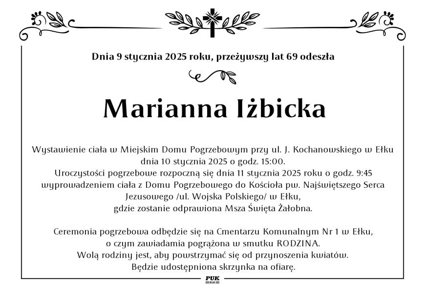 Marianna Izbicka - nekrolog